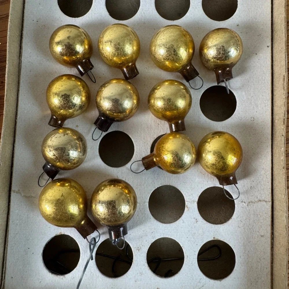 Franke Christmas Ornaments Gold‎ Glass Balls Vintage mini tree ornaments